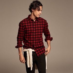 J Crew Mens Buffalo Check Flannel - Red and Navy Blue